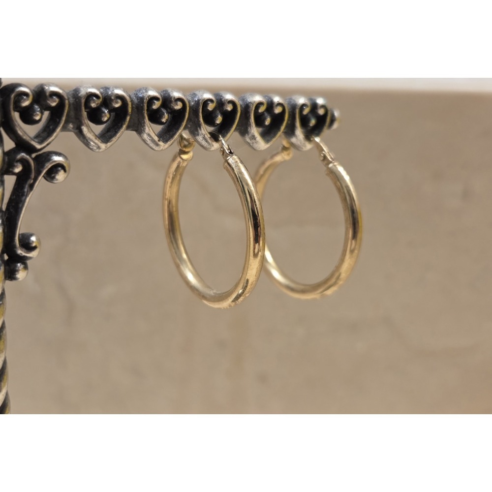 Vintage JCM Sterling Silver Gold Tone‎ Hoop Earrings 25mm